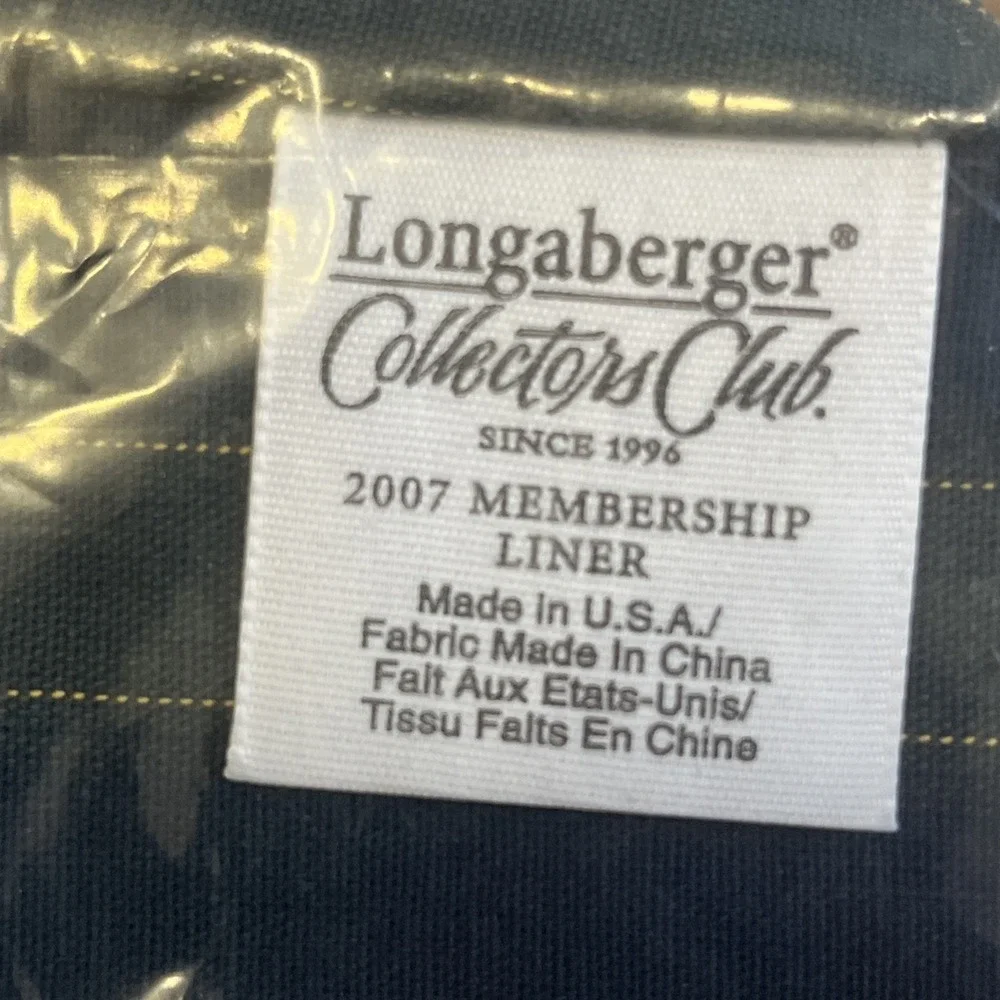 Longaberger Fabric Liner for 2007 Collector's‎ Club Memership Basket 2334341 NEW